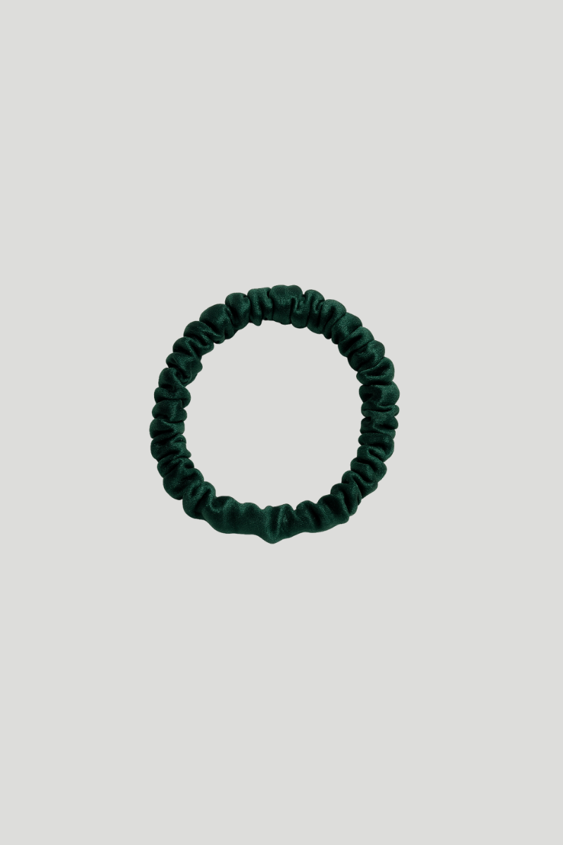 Max Simple Silk Thin Scrunchie – Forest Green