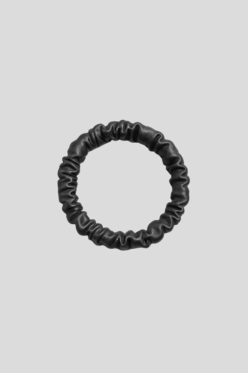 Max Simple Silk Thin Scrunchie – Charcoal Grey