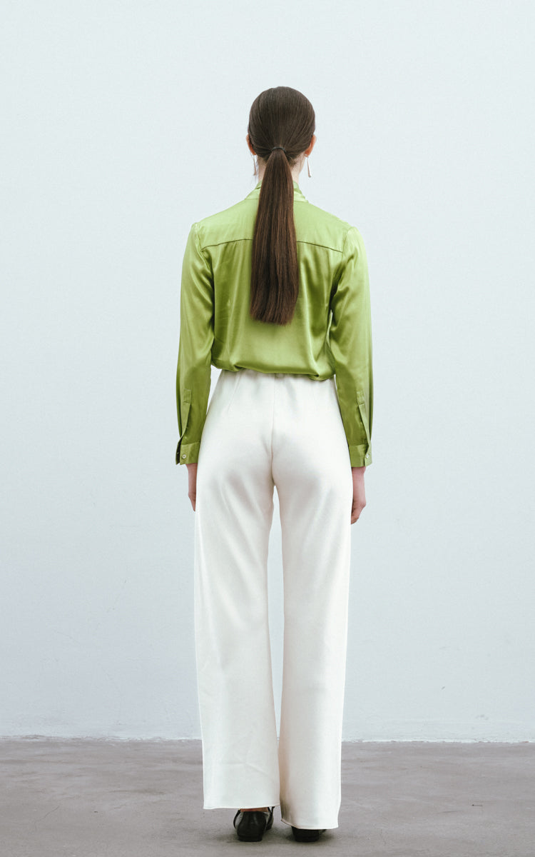 Silk Ribbon Blouse-Light Green