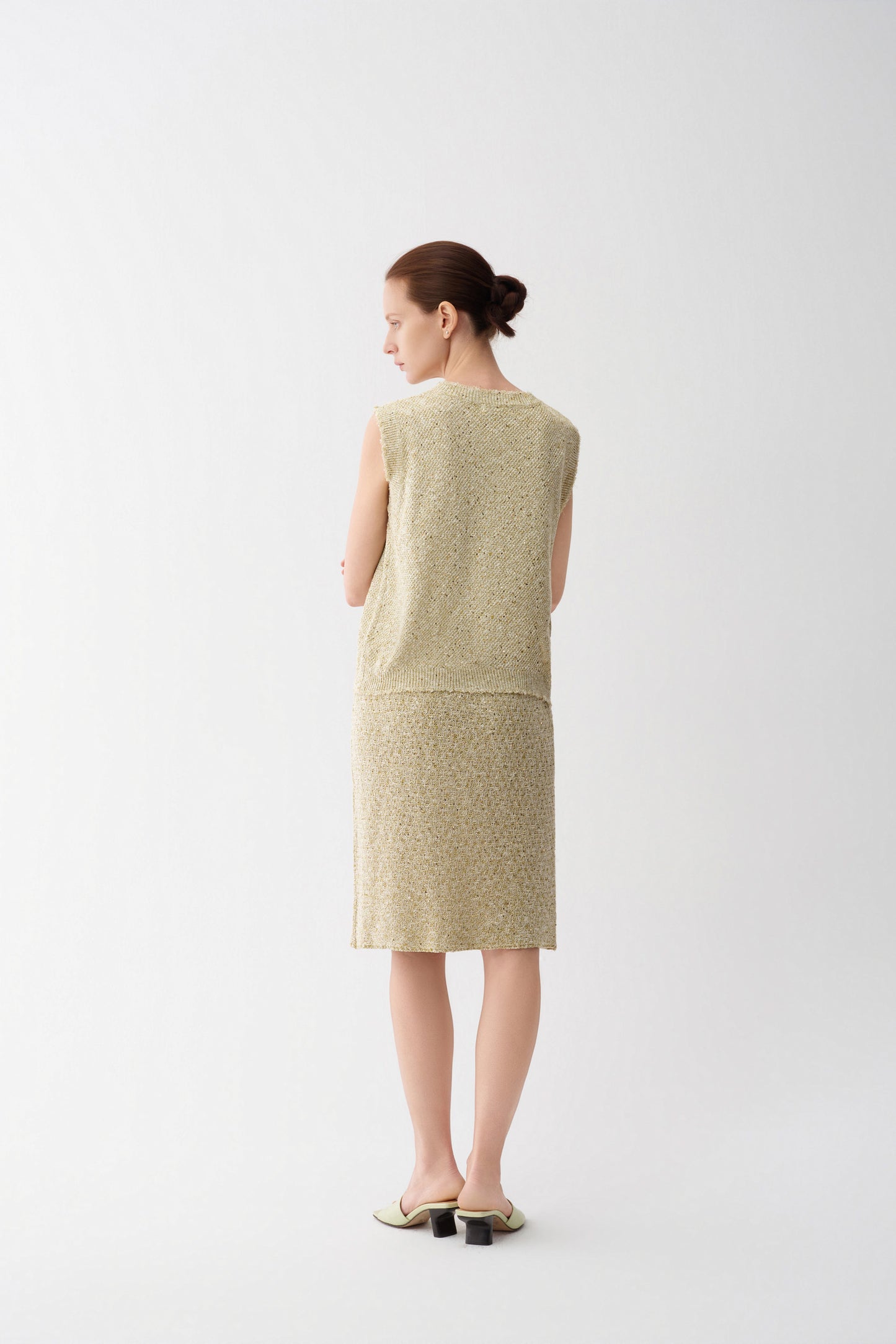 Sequin Tweed Linen Skirt