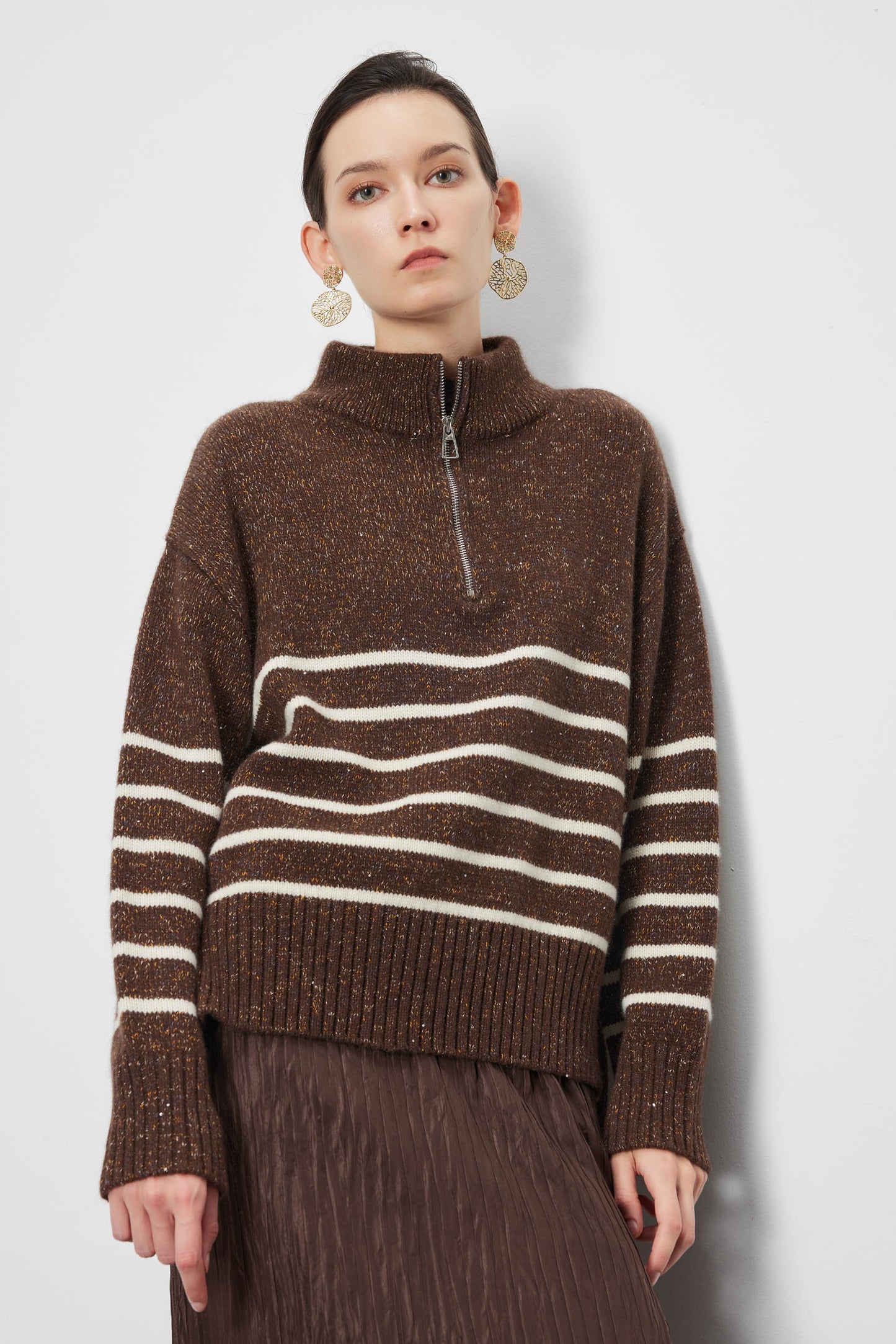 Wool Yak Blend Metallic Half Zip