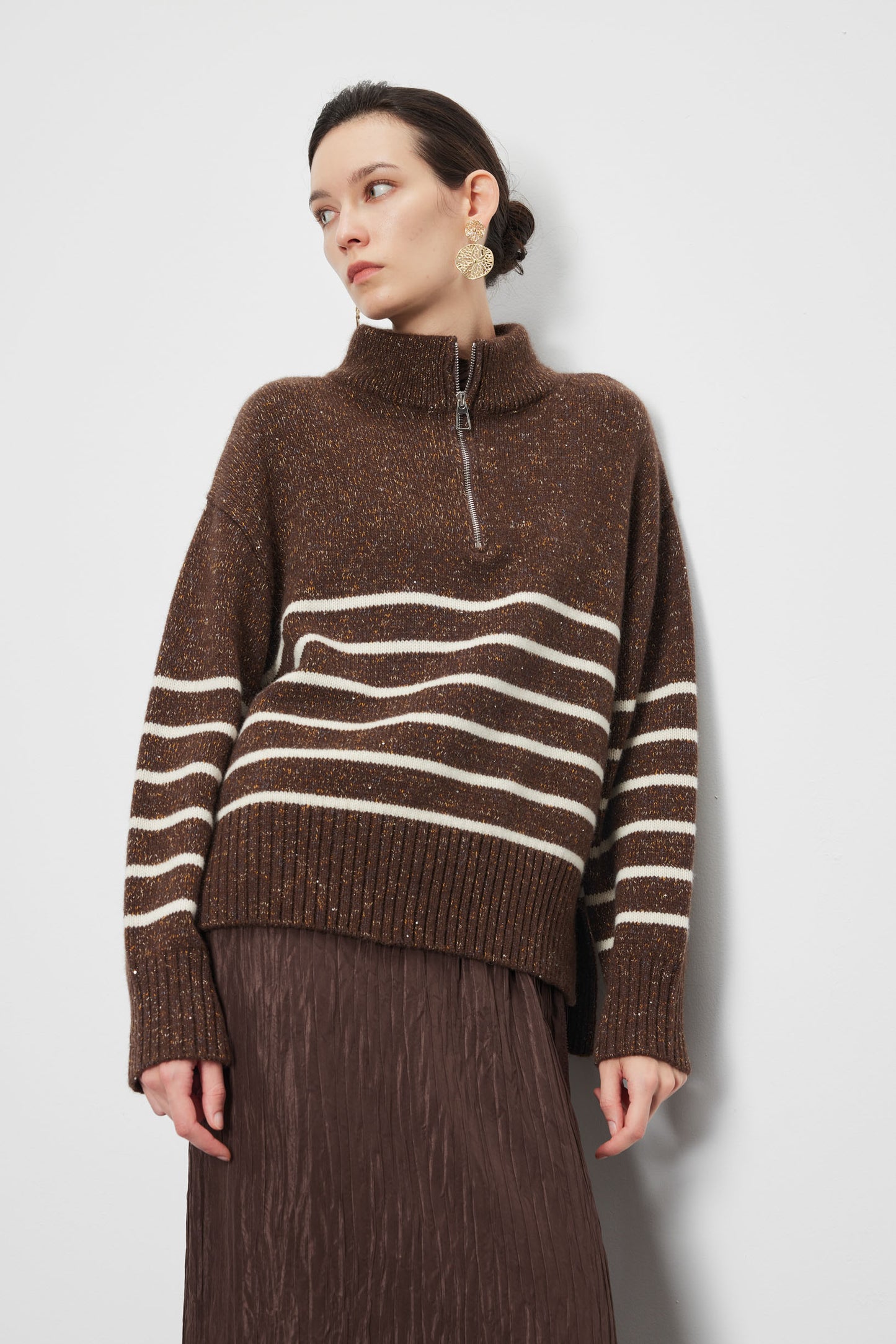 Wool Yak Blend Metallic Half Zip