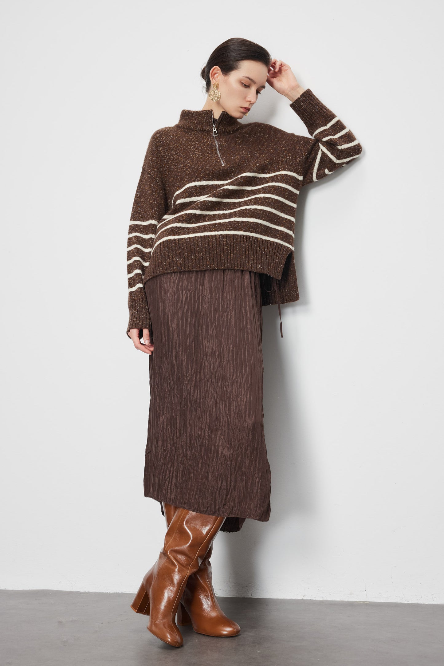 Wool Yak Blend Metallic Half Zip