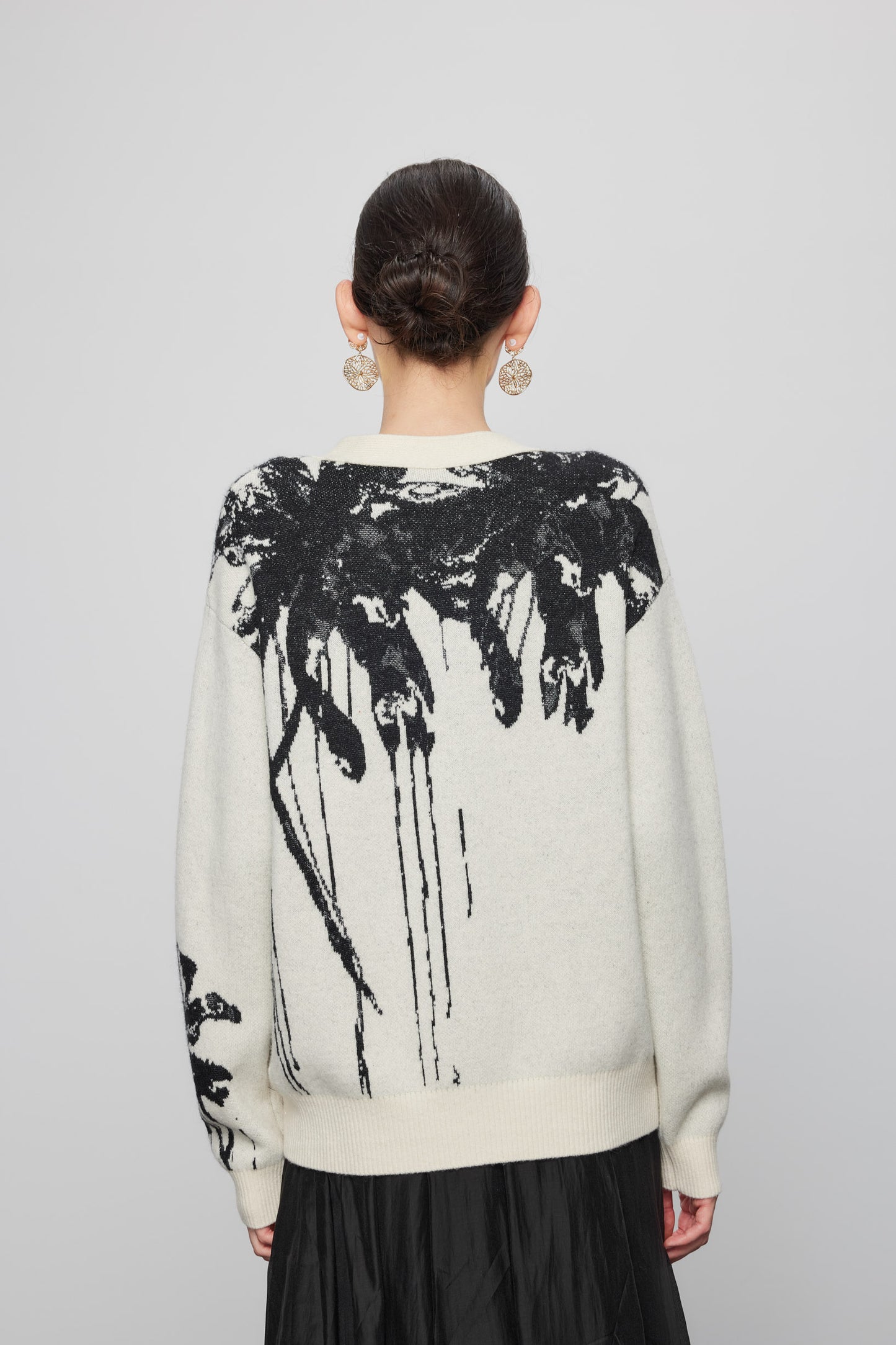 Wool Yak Blend Jacquard Cardigan
