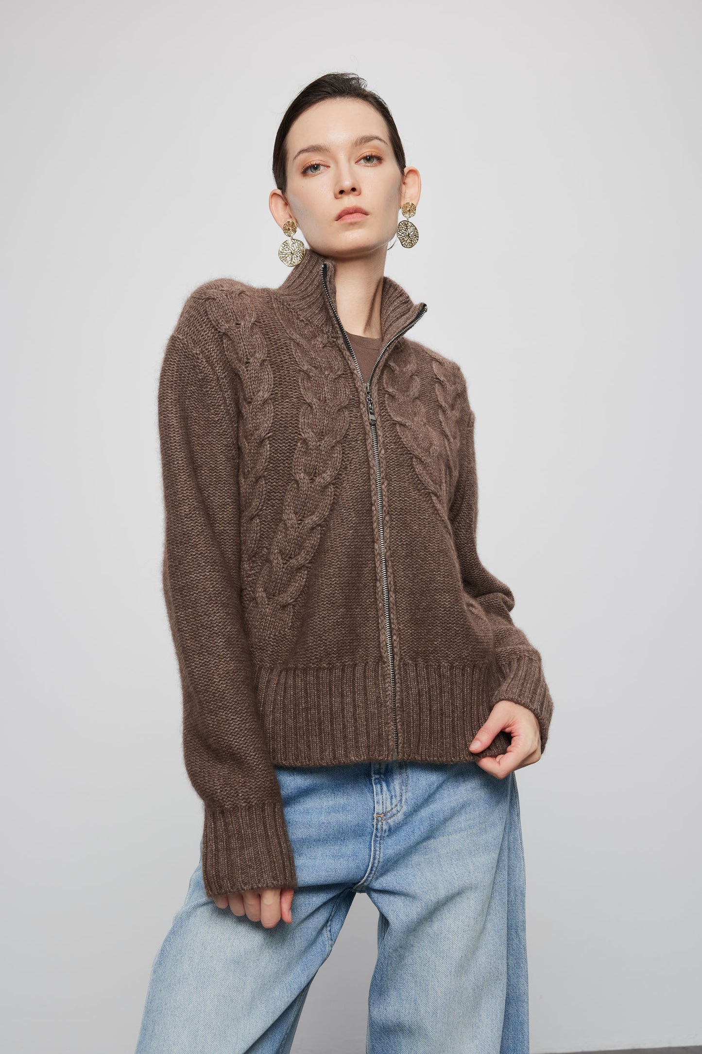Wool Yak Blend Cable Knit Sweater