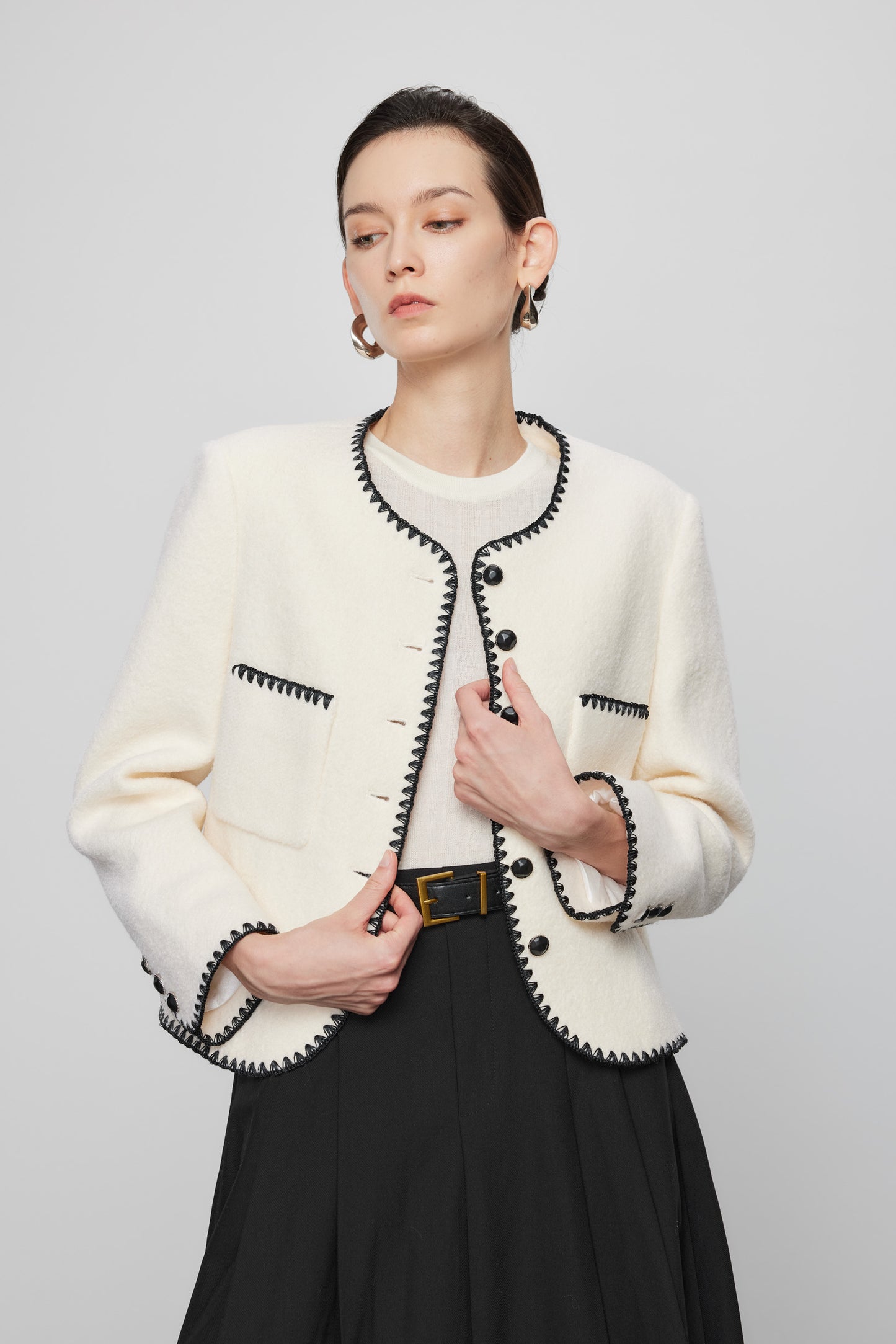 Wool Jacket with Zigzag Trim