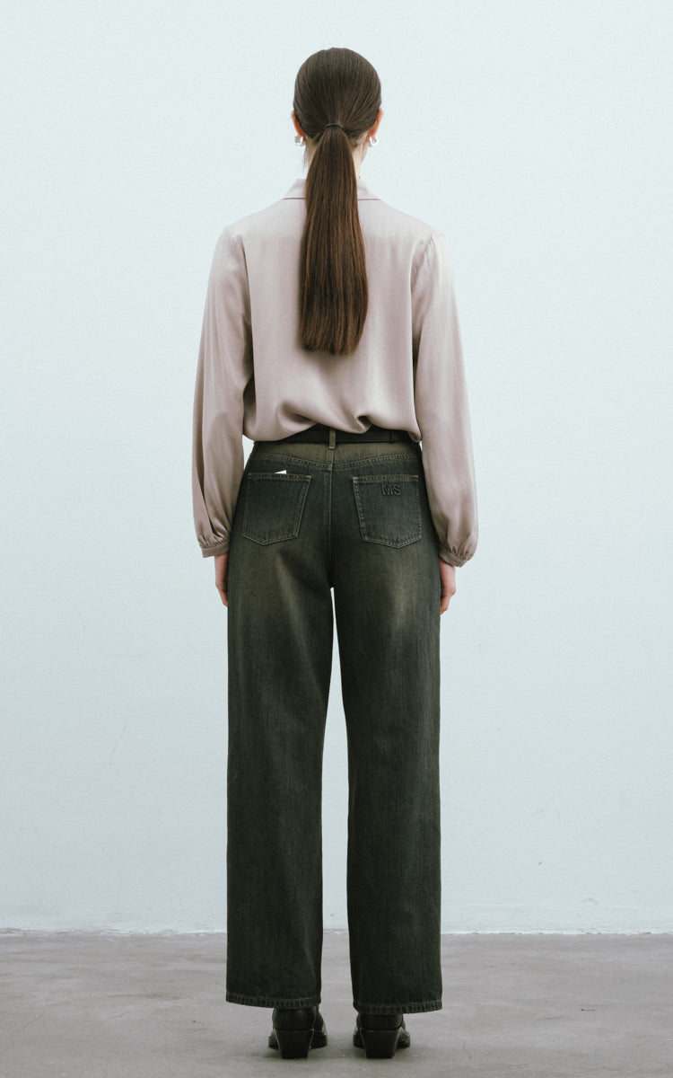 Sandwashed Silk Shirt-Grey