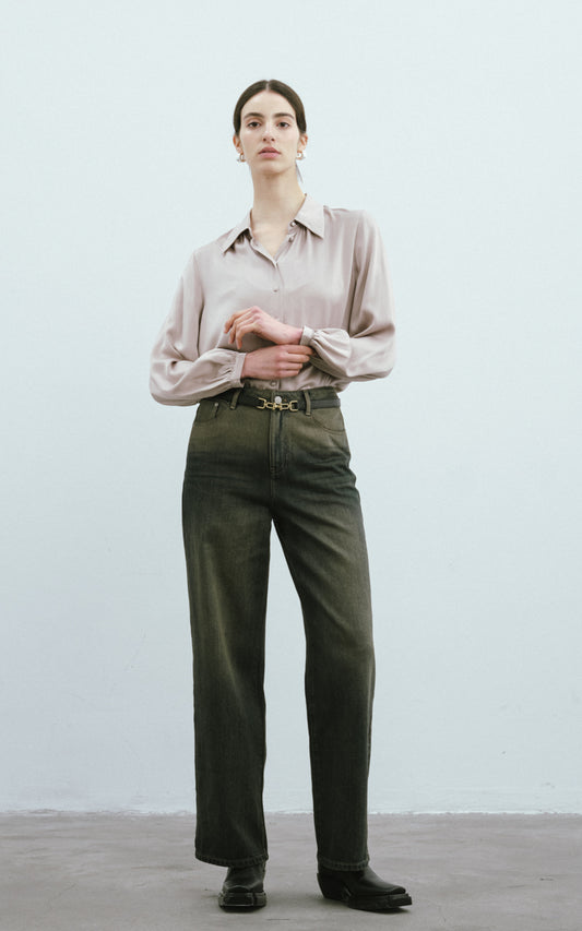 Sandwashed Silk Shirt-Grey