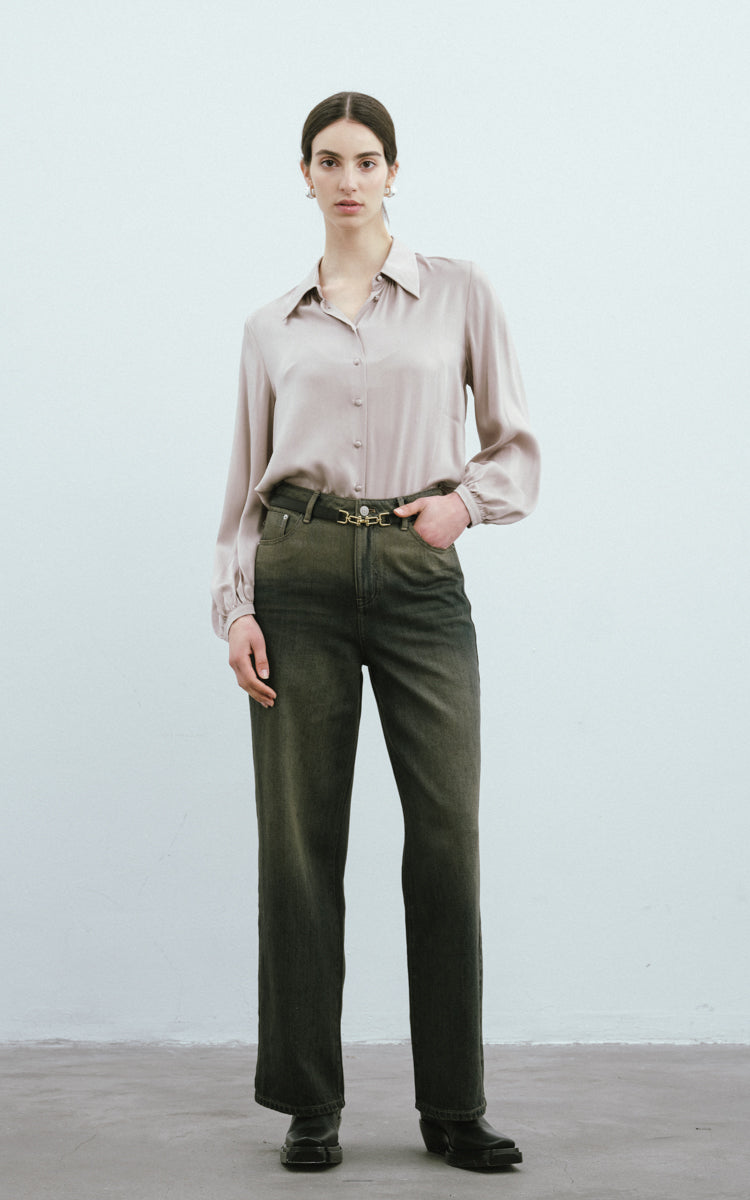 Sandwashed Silk Shirt-Grey