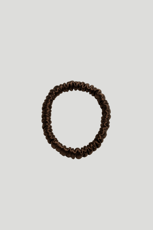 Max Simple Silk Thin Scrunchie – Dark Brown