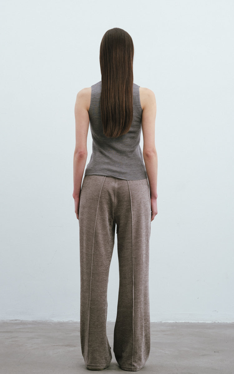 V-Neck Wool Vest-Grey