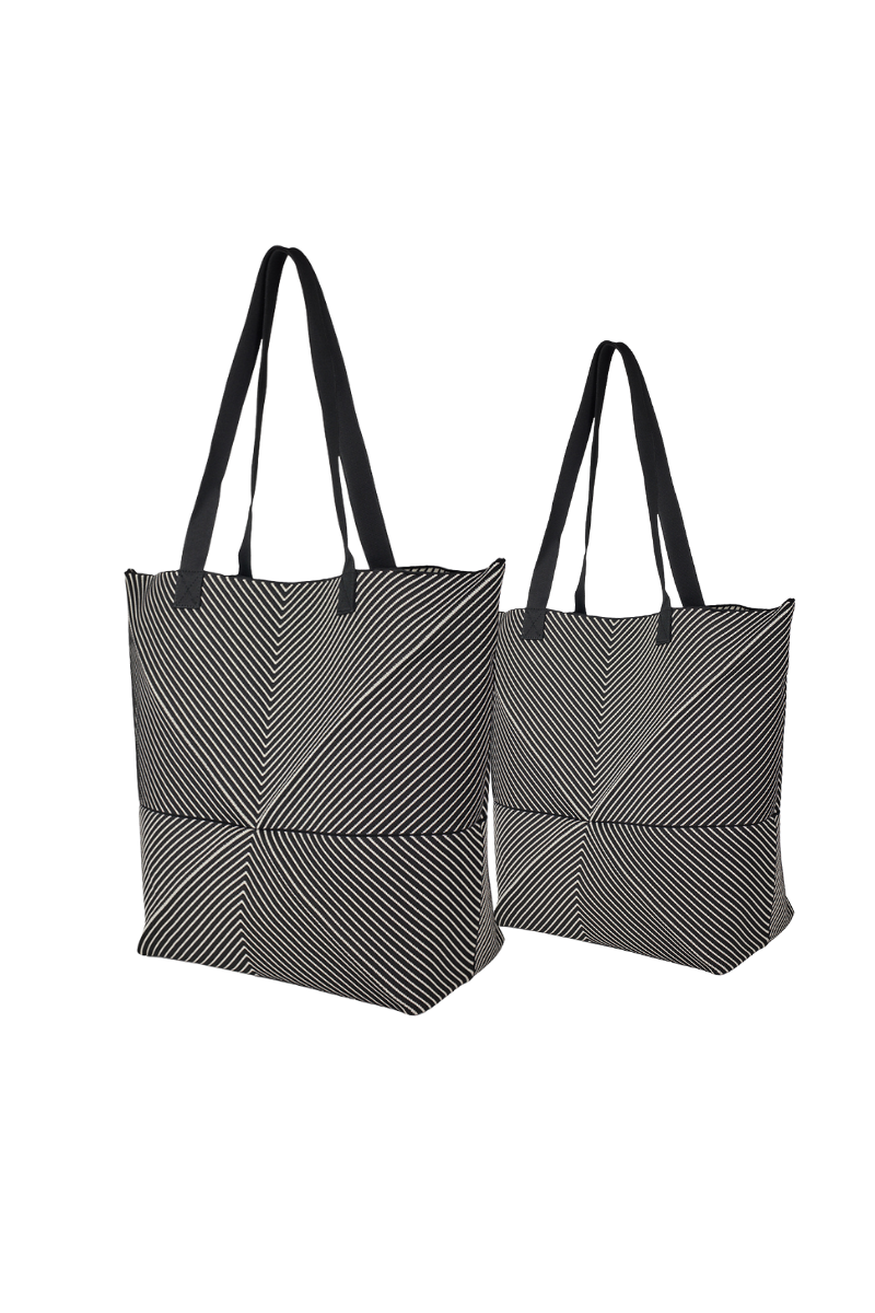 Foldable Knit Big Bag-Black/White
