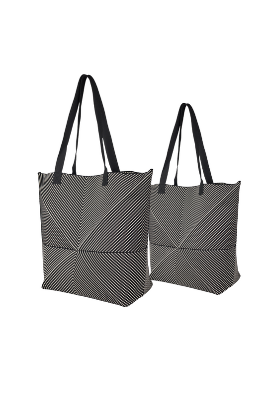 Foldable Knit Big Bag-Black/White