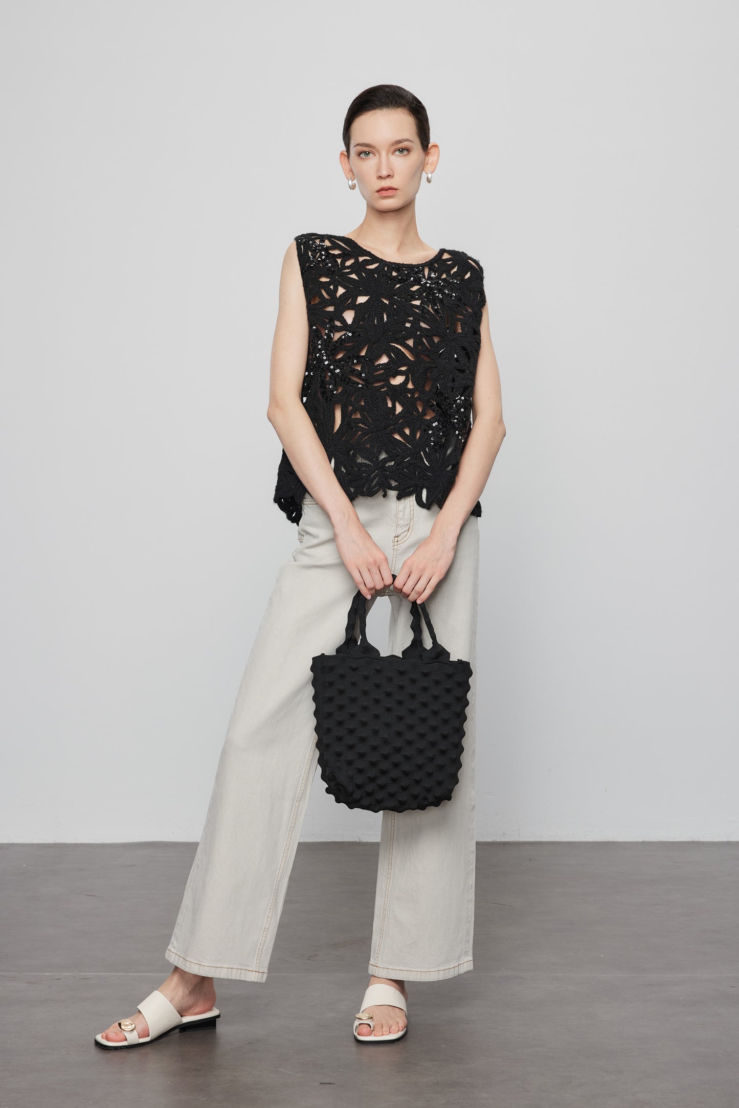 Pineapple Knit Bag-Black
