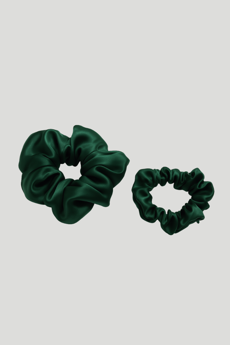 Max Simple Silk Classic Scrunchie- Forest Green