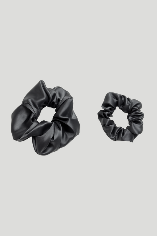 Max Simple Silk Classic Scrunchie- Charcoal Grey