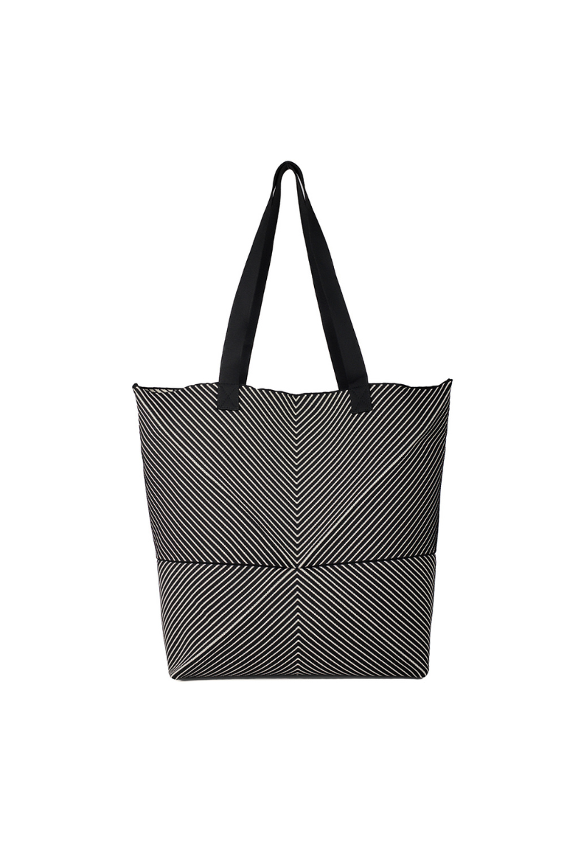 Foldable Knit Small Bag-Black/White