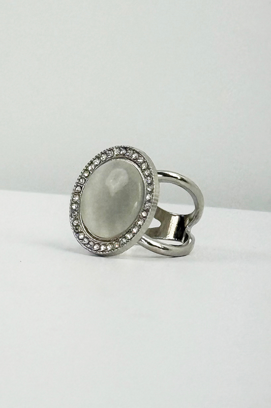 Rhinestone Scarf Ring-Crystal