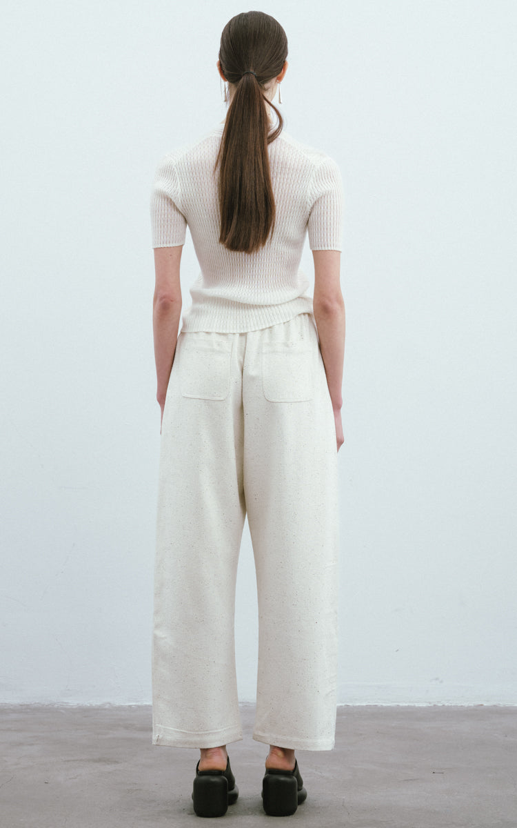 Sequined Wool SS Top-White