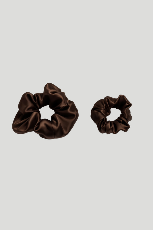 Max Simple Silk Classic Scrunchie –  Dark Brown