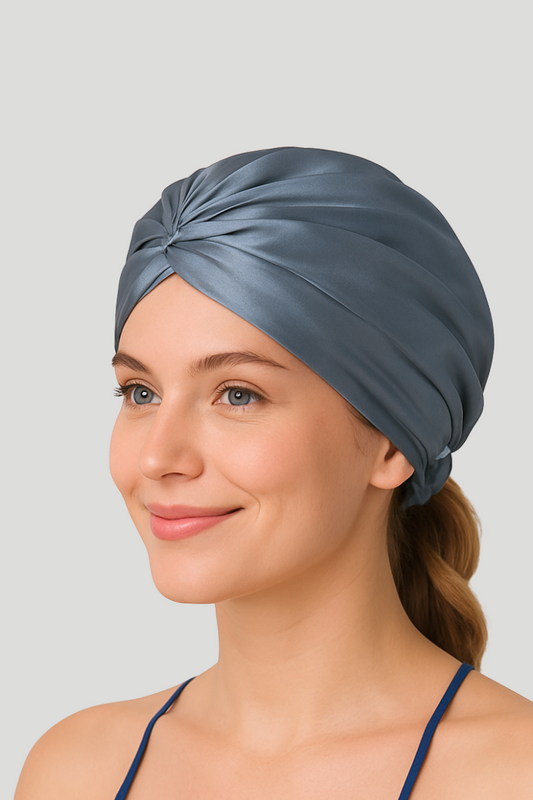 Max Simple Silk Knot Turban - Blue