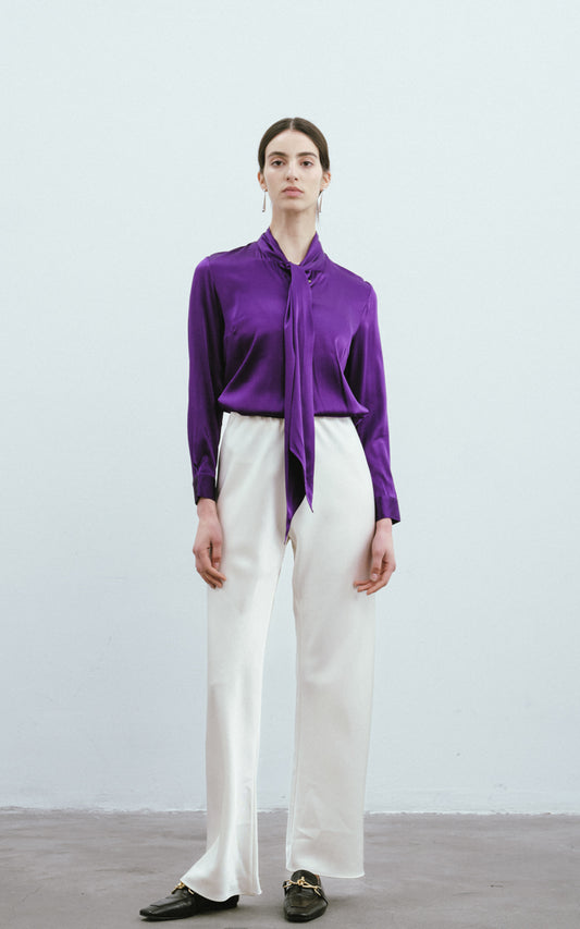 Silk Ribbon Blouse-Purple