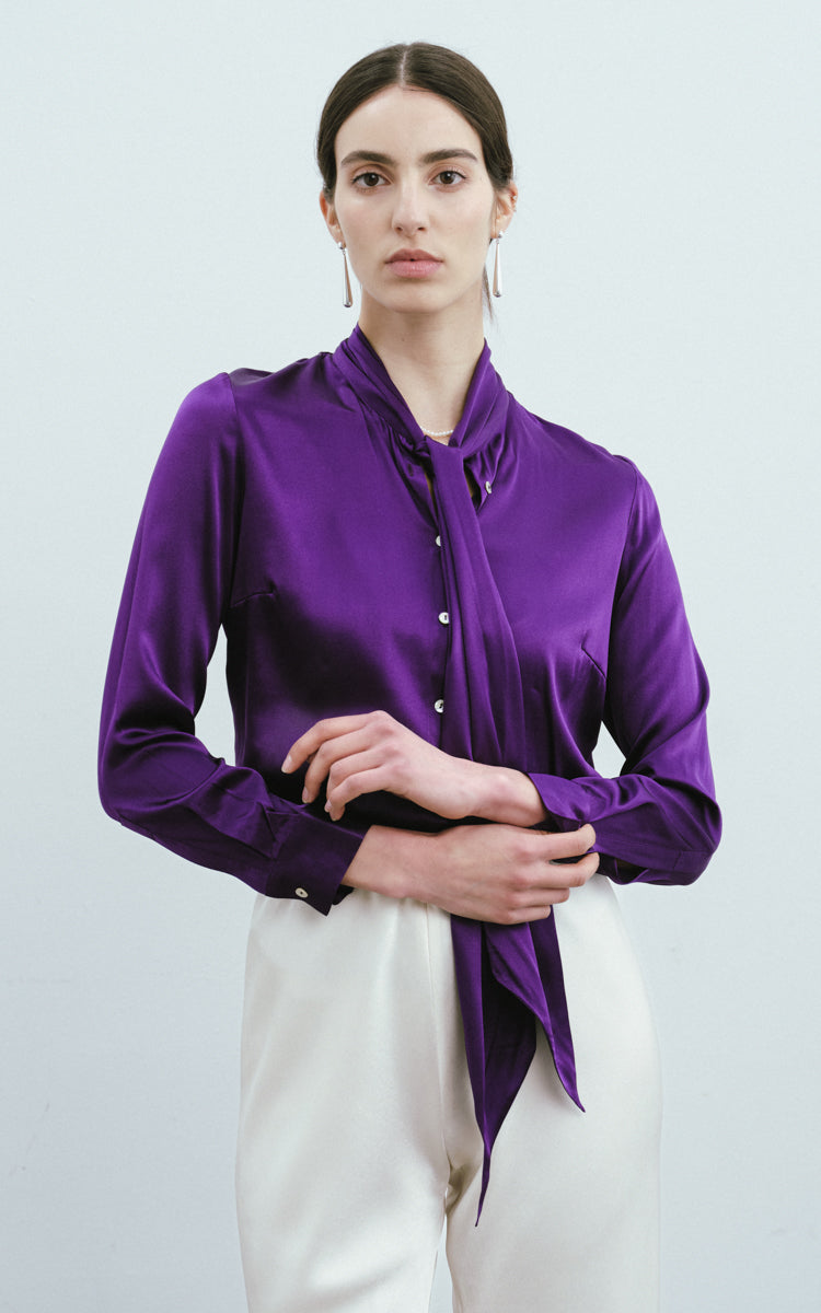 Silk Ribbon Blouse-Purple