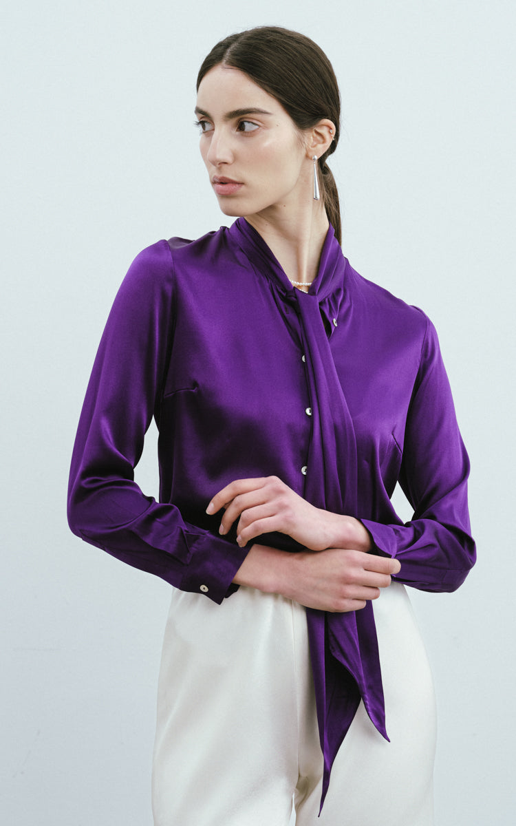 Silk Ribbon Blouse-Purple