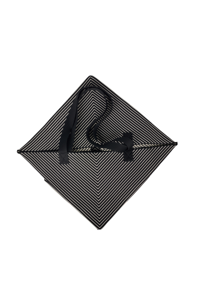 Foldable Knit Small Bag-Black/White