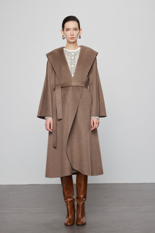 Deep Natural Hooded Cashmere  Wrap
