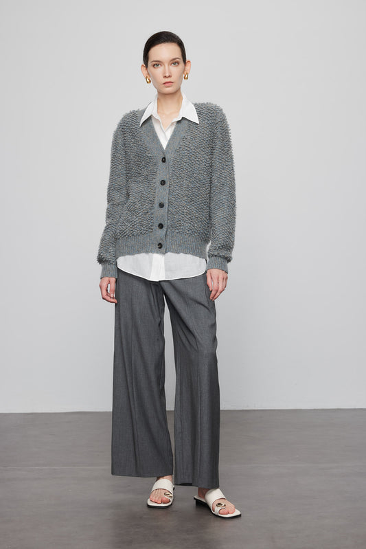 Loop Knit Cashmere Melange Cardigan