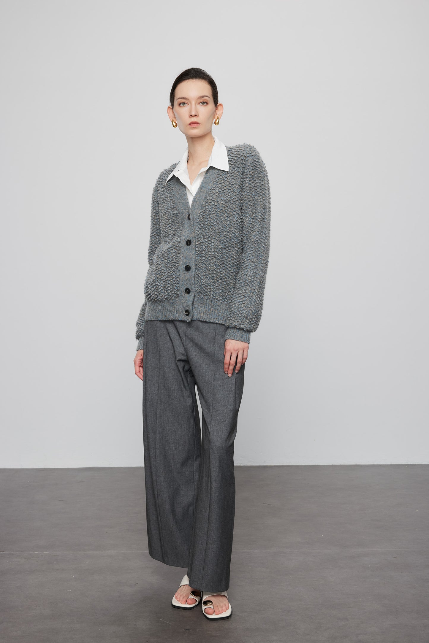 Loop Knit Cashmere Melange Cardigan