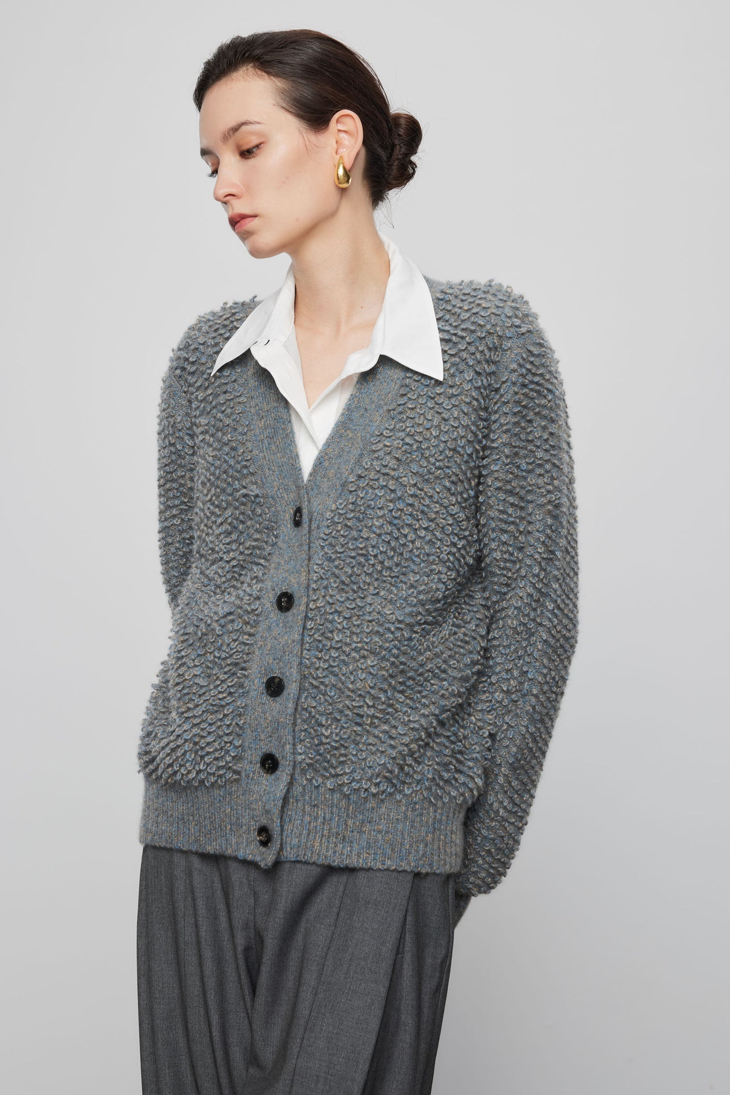 Loop Knit Cashmere Melange Cardigan
