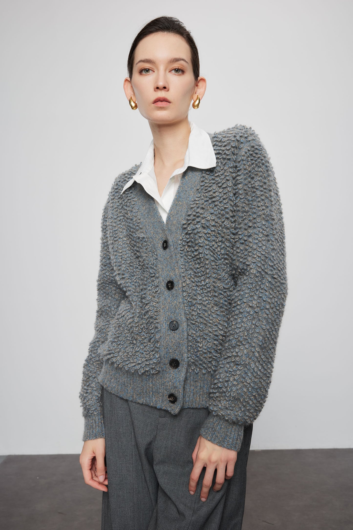 Loop Knit Cashmere Melange Cardigan