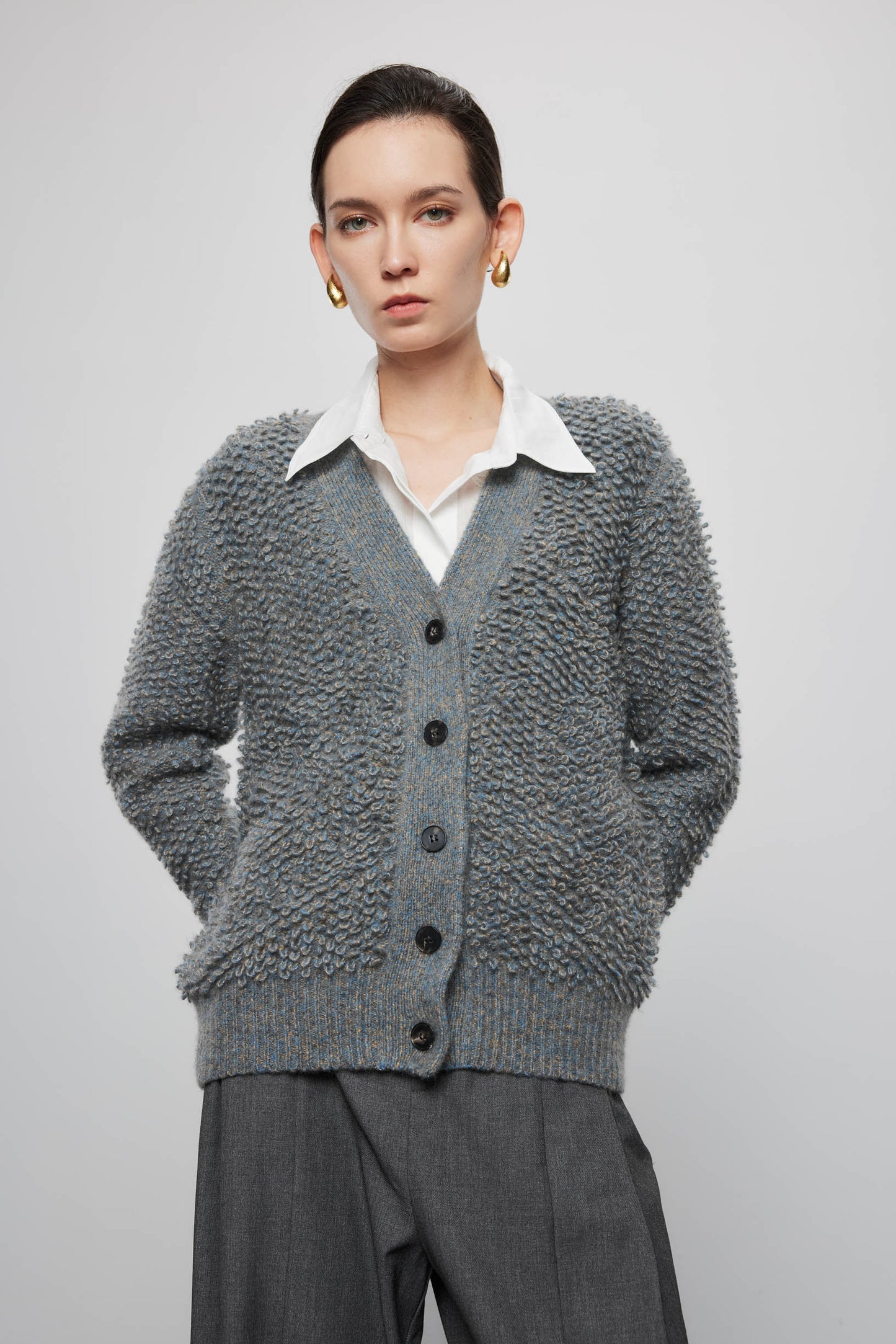 Loop Knit Cashmere Melange Cardigan