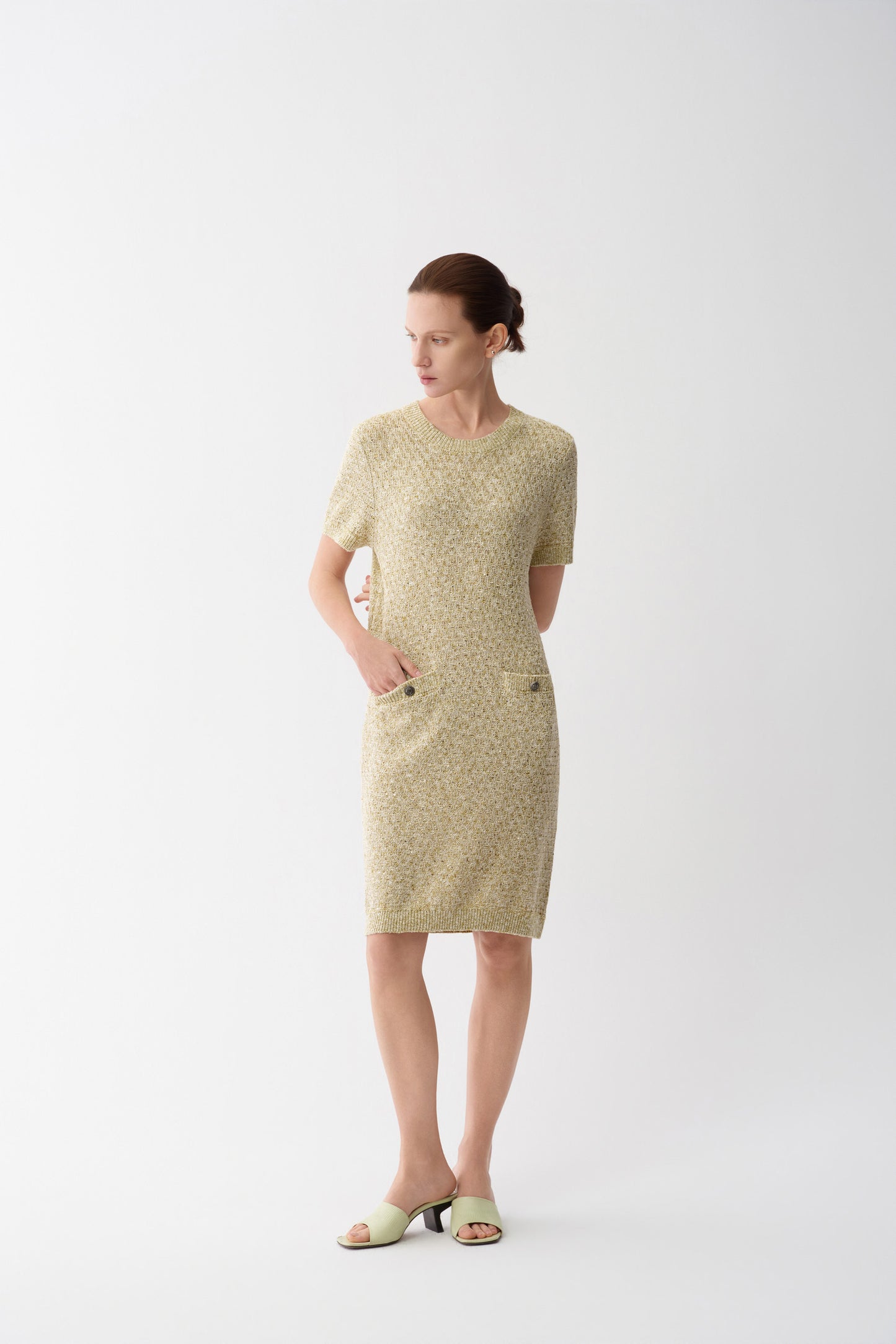 Sequin Tweed Linen Dress