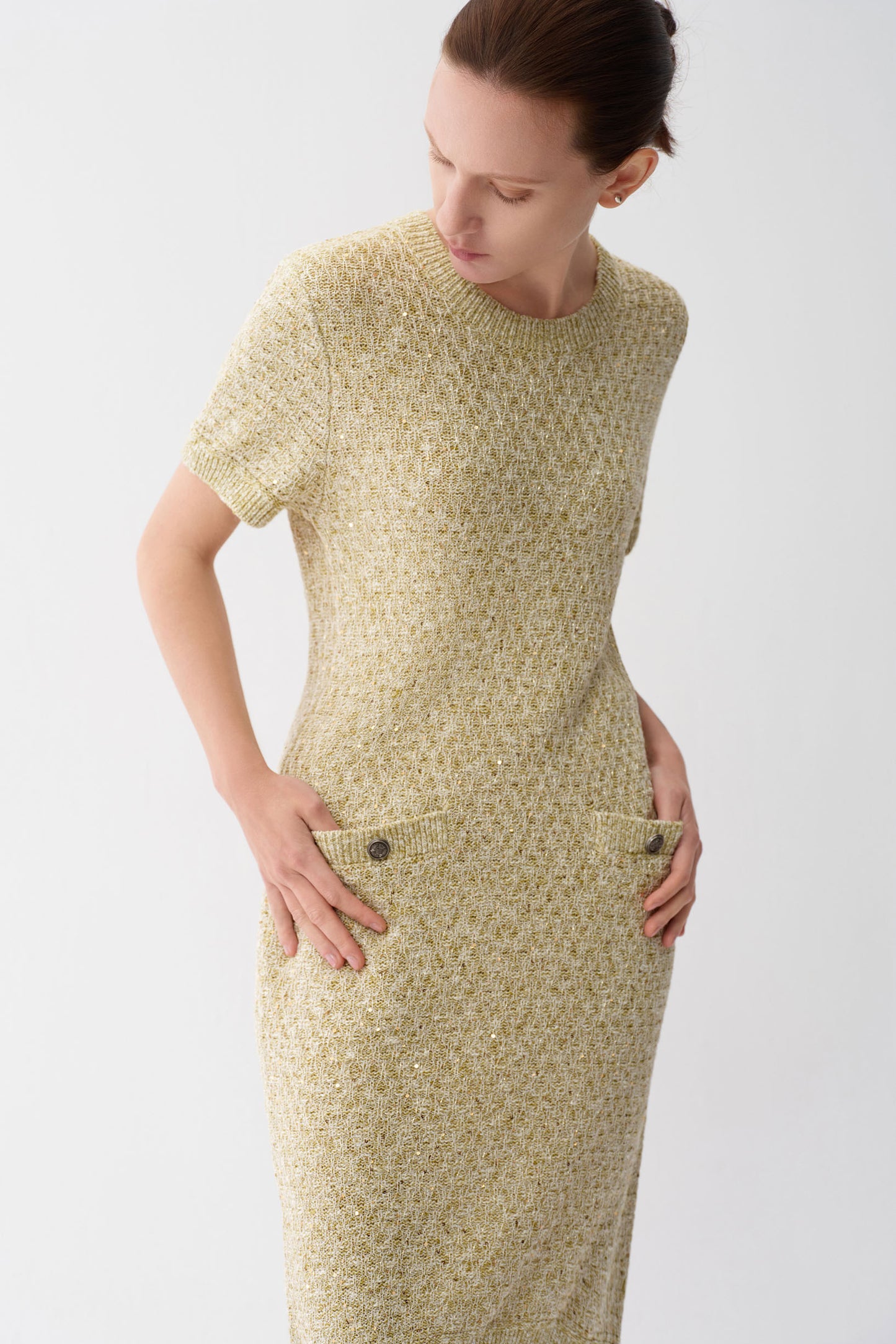 Sequin Tweed Linen Dress