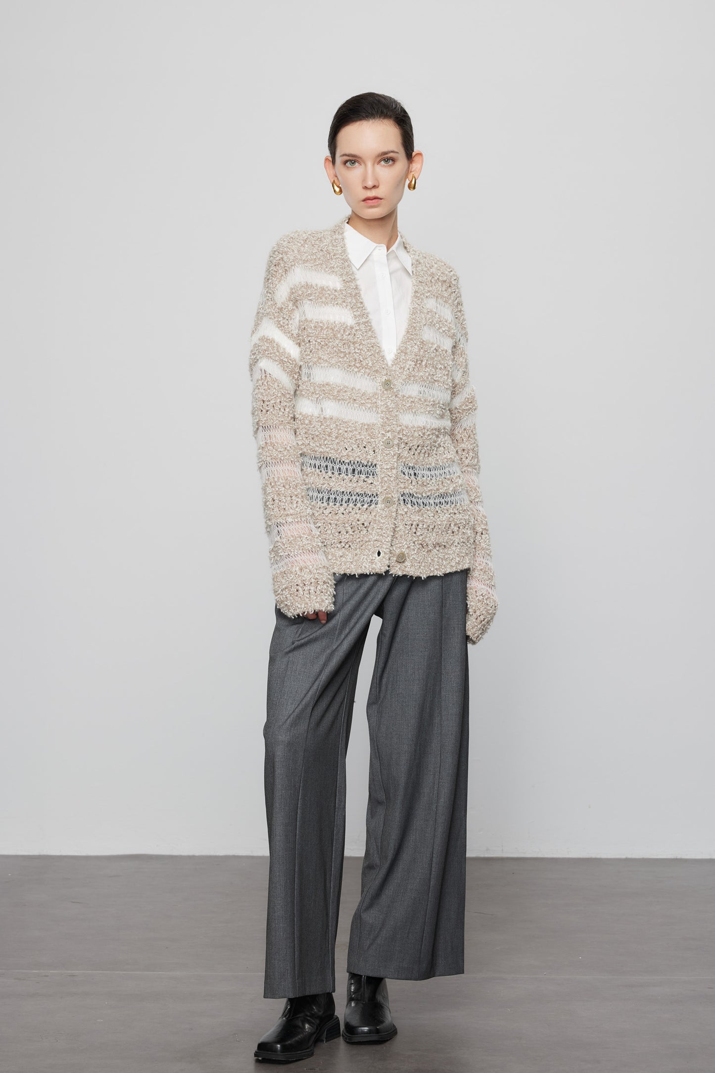 Pom Pom Striped Cardigan