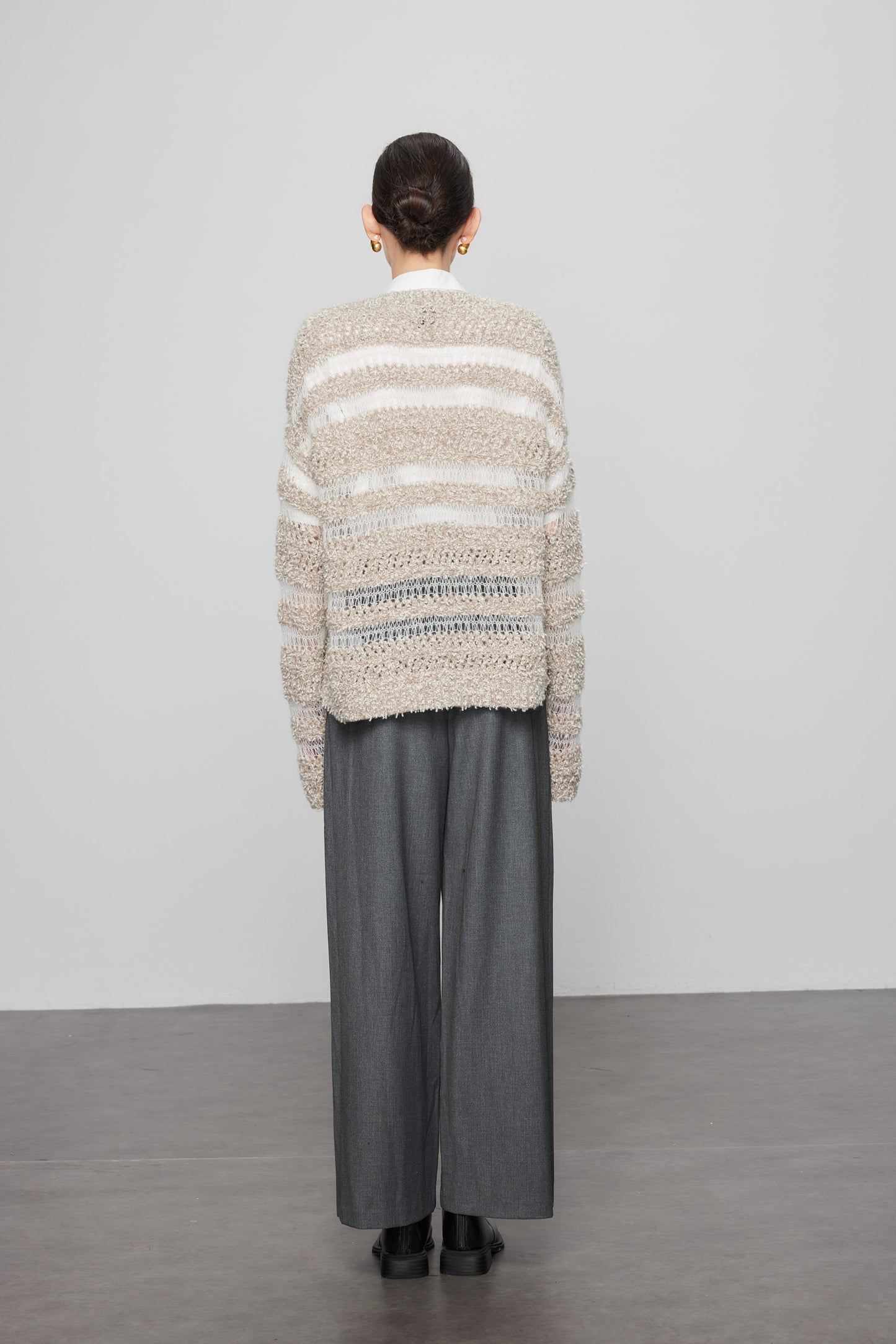 Pom Pom Striped Cardigan