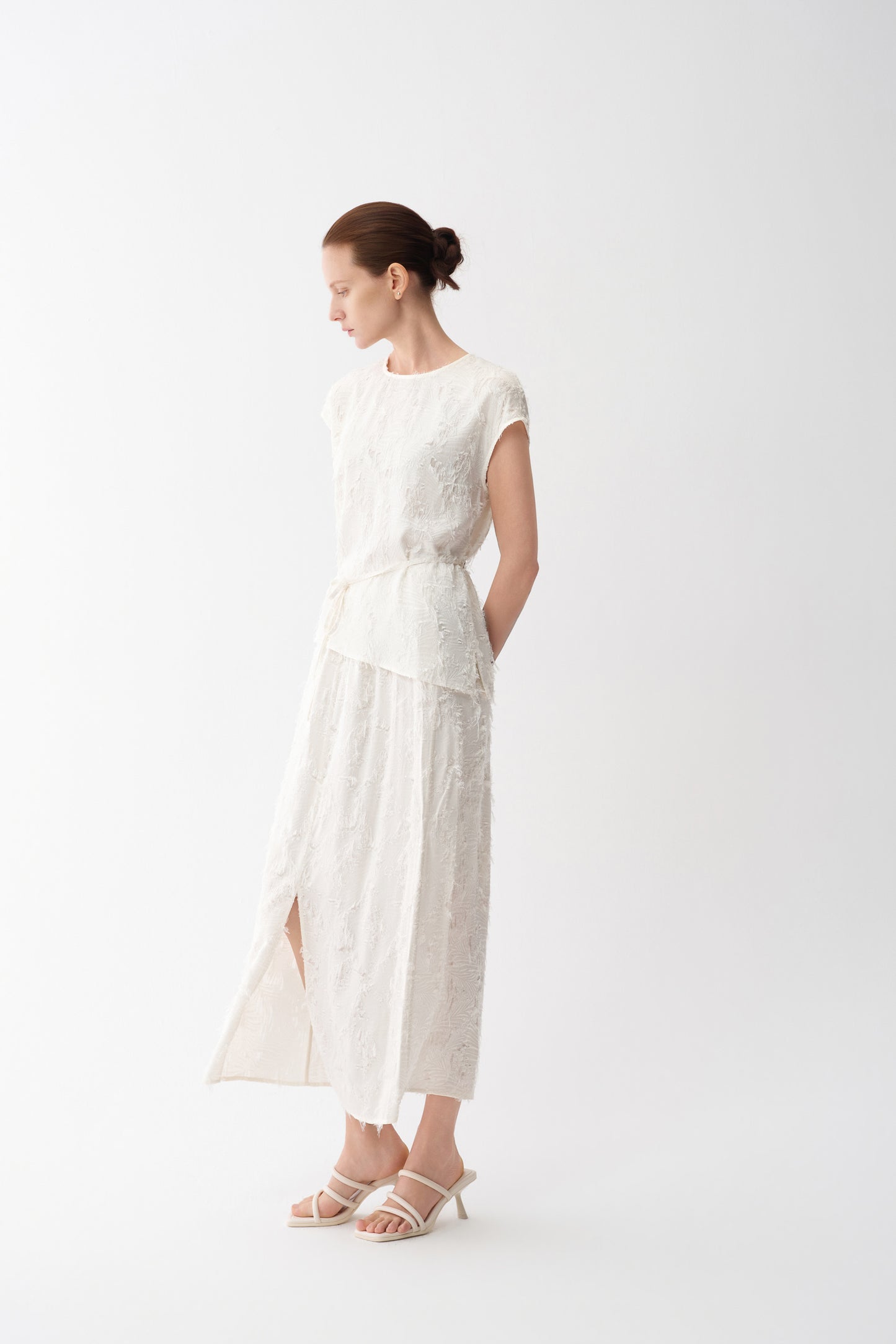 Clipped-Jacquard Skirt