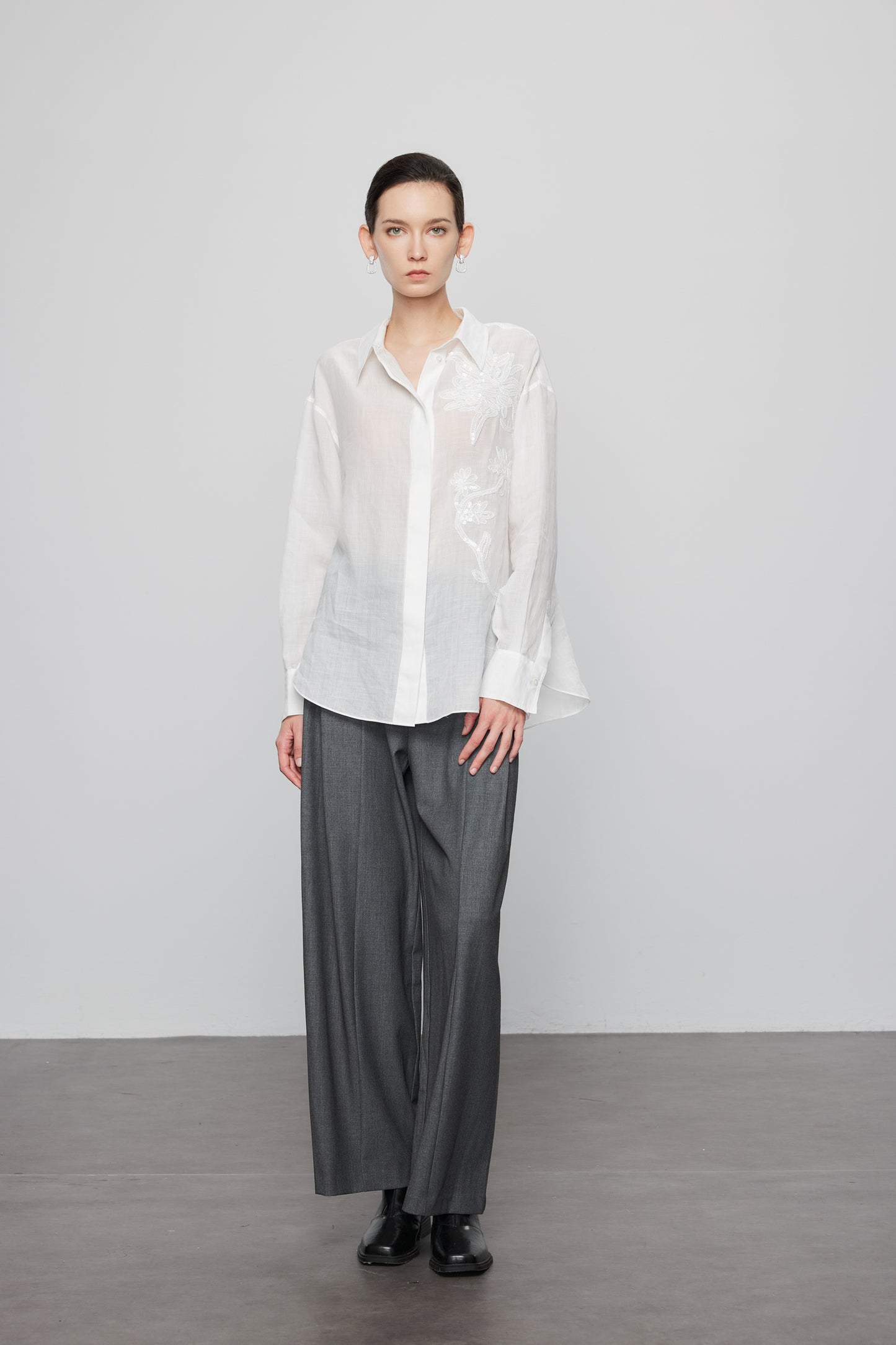 Ramie Embroidered Shirt