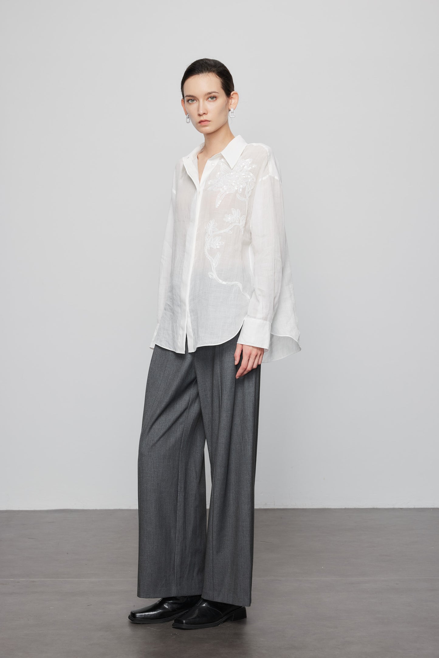 Ramie Embroidered Shirt