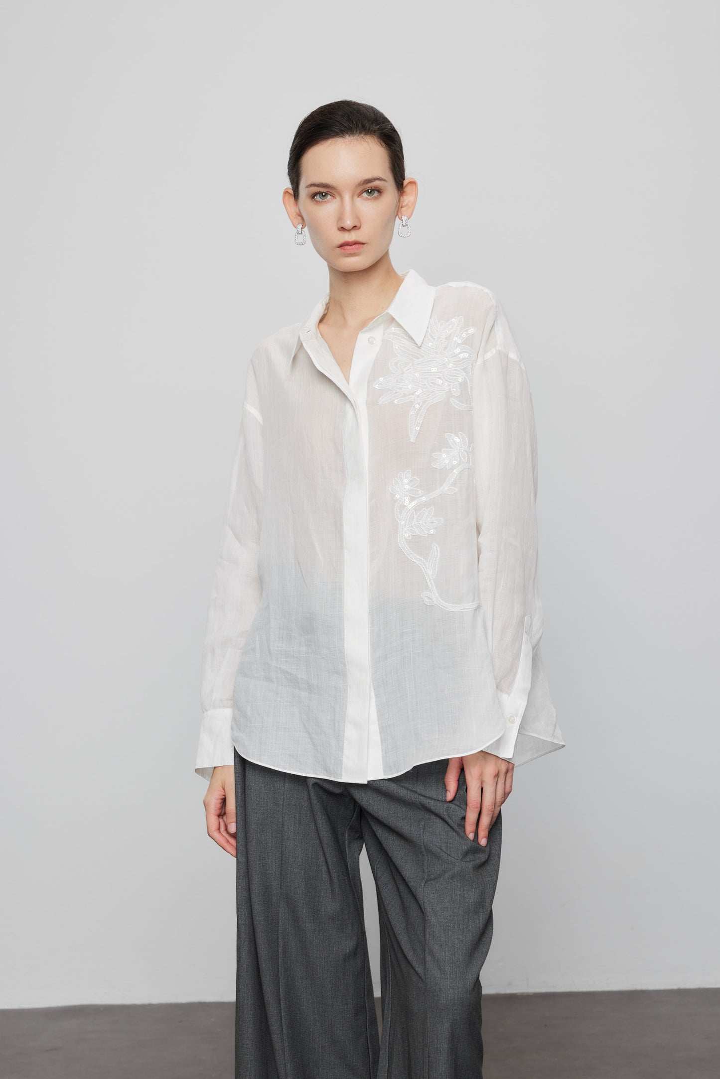 Ramie Embroidered Shirt