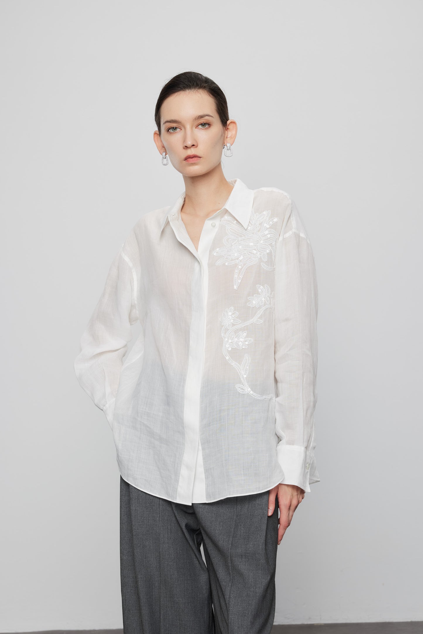 Ramie Embroidered Shirt