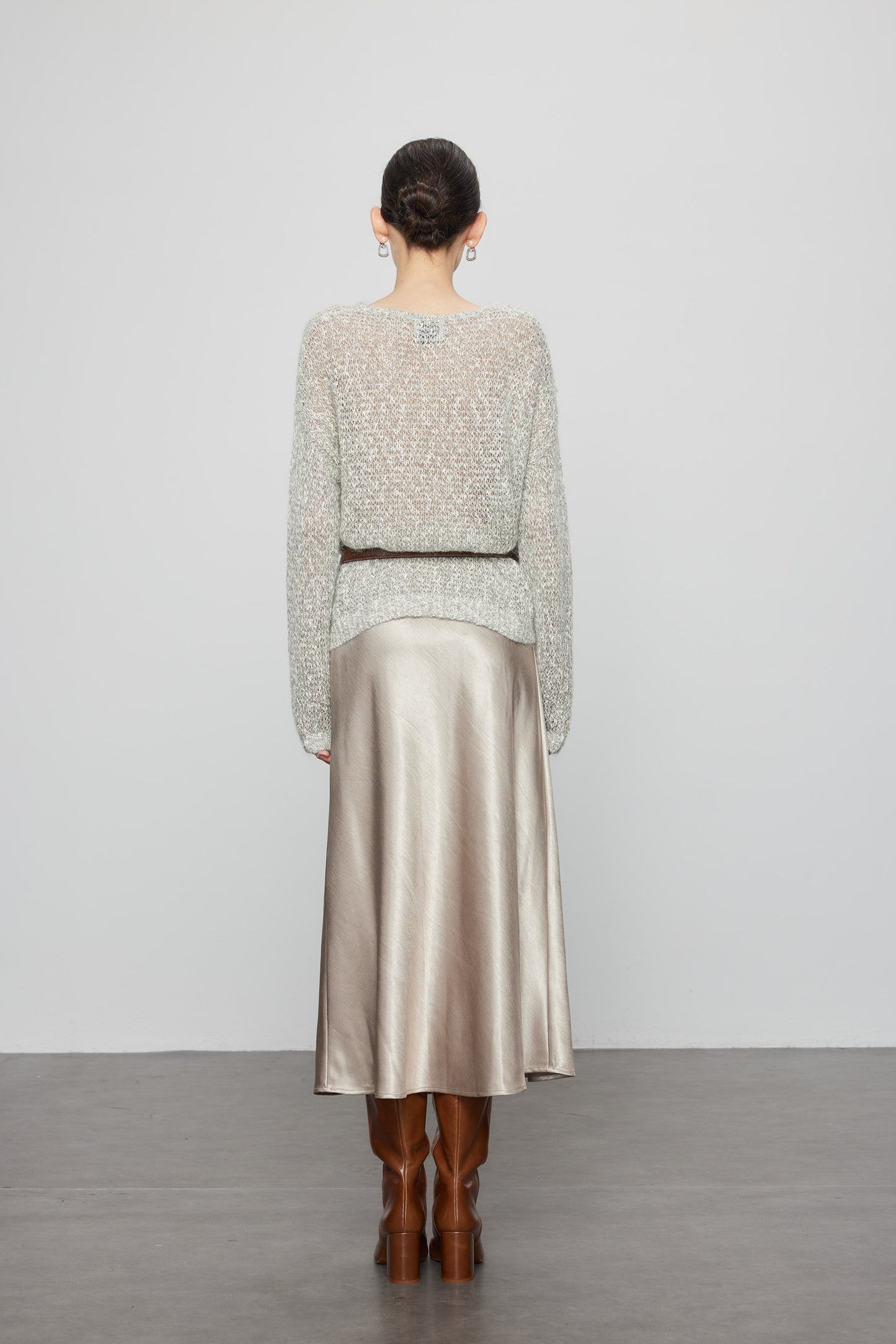 Glossy Skirt In Khaki