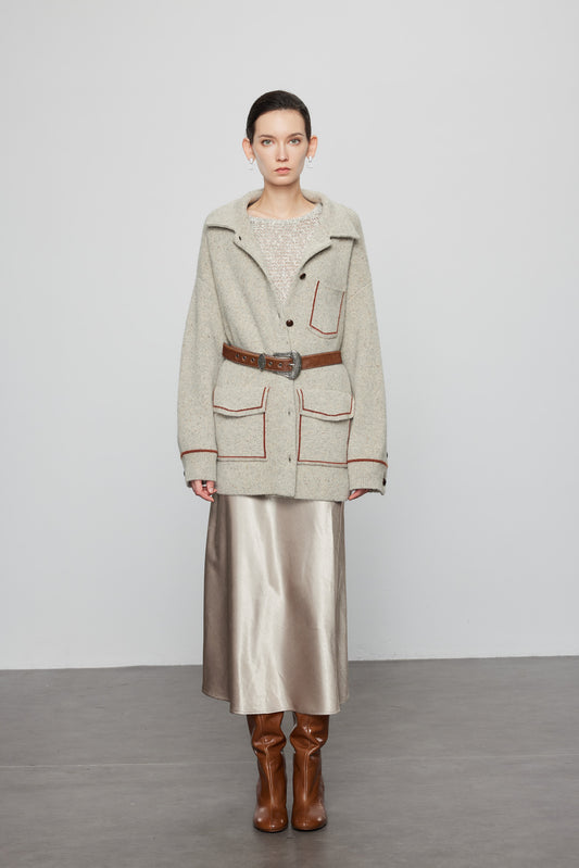 Wool Yak Blend Pocket Shirt Coat