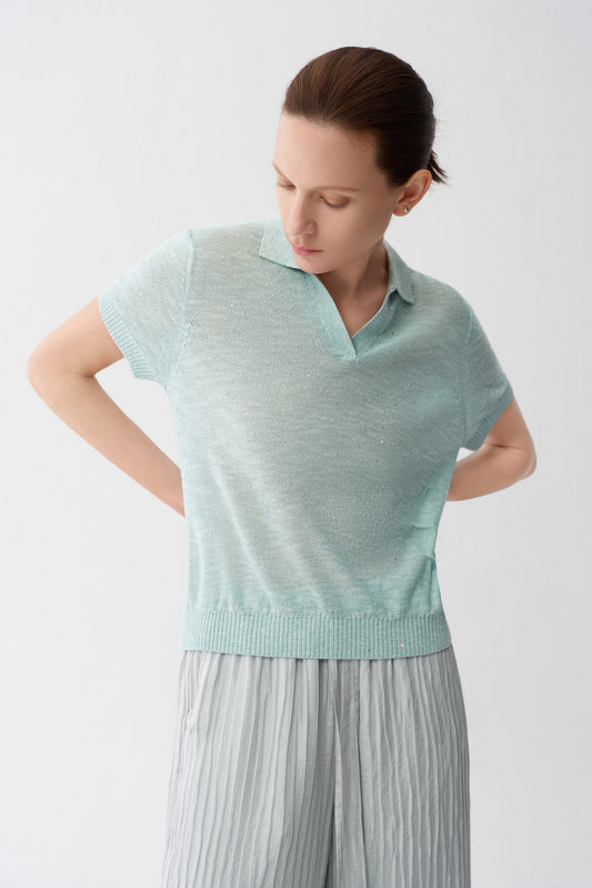 Sequin-Embellished Polo