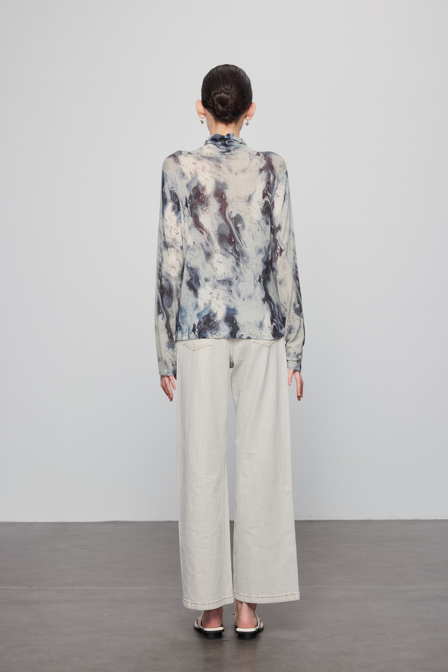 Abstract Print Wool Turtleneck