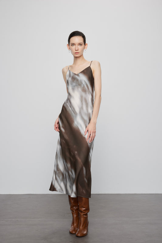 Tie Dyed Silk Slip Dress