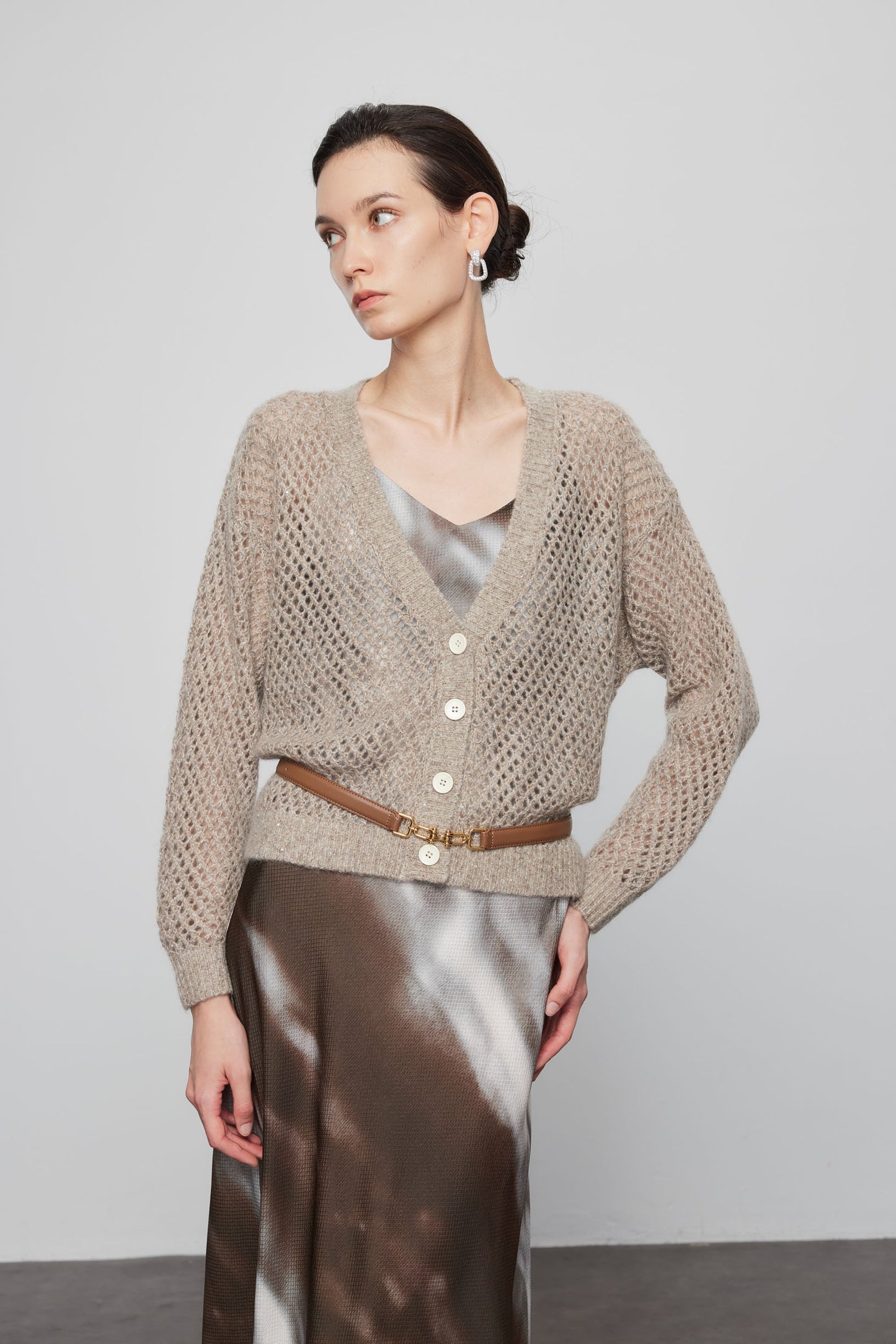 Sequined and Cutout Cardigan